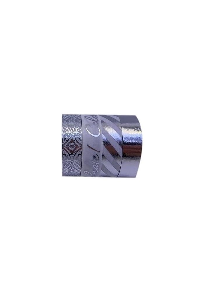 DAISO Foil Stamped Masking Tape, Silver - 15mm x 3m